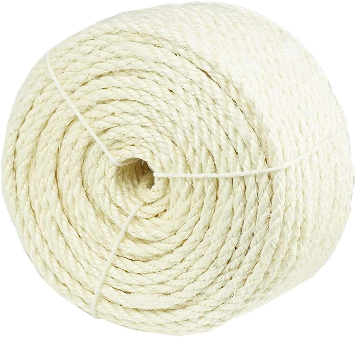 Natural Sisal White Rope for Cat Scratcher Scratching Post Replacement 1/4 Inch Cat Tree Sisal Rope for Repairing, Recovering or DIY Cat Scratcher 50/100 / 164 Feet