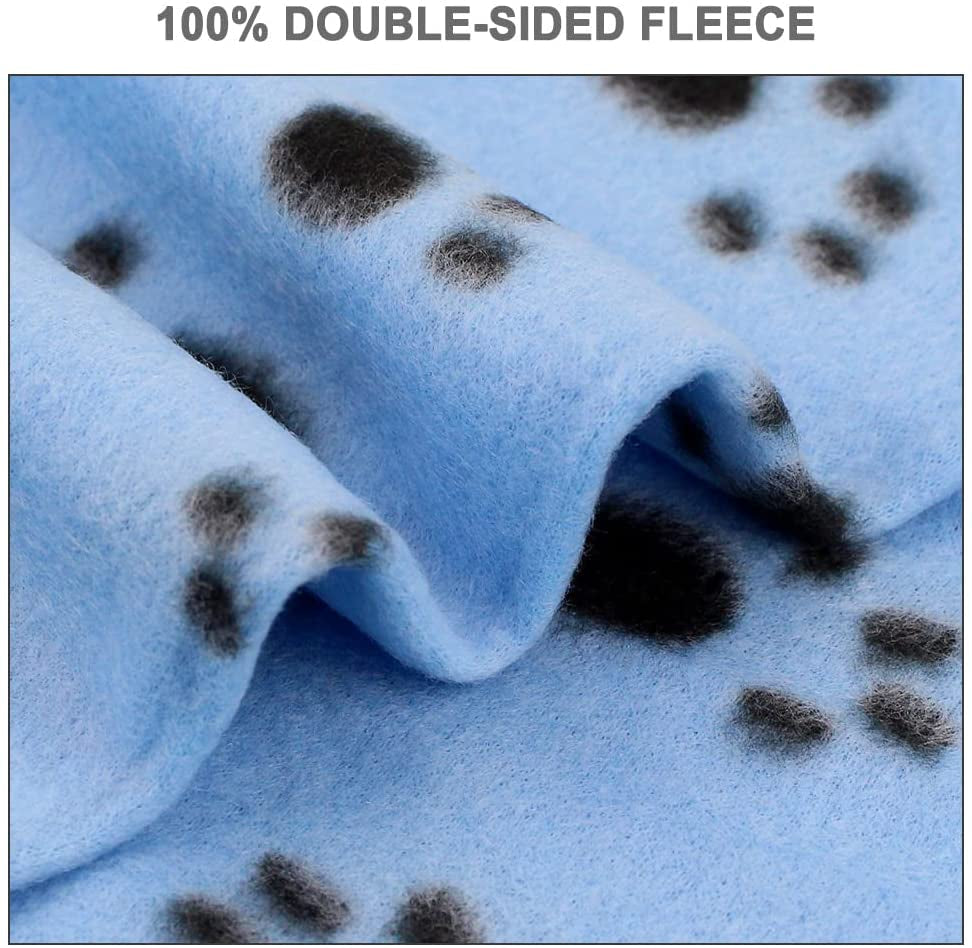 EAGMAK Cute Dog Cat Fleece Blankets with Paw Prints for Kitten Puppy and Small Animals Pack of 6 (Black, Brown, Blue, Grey, Red and White)