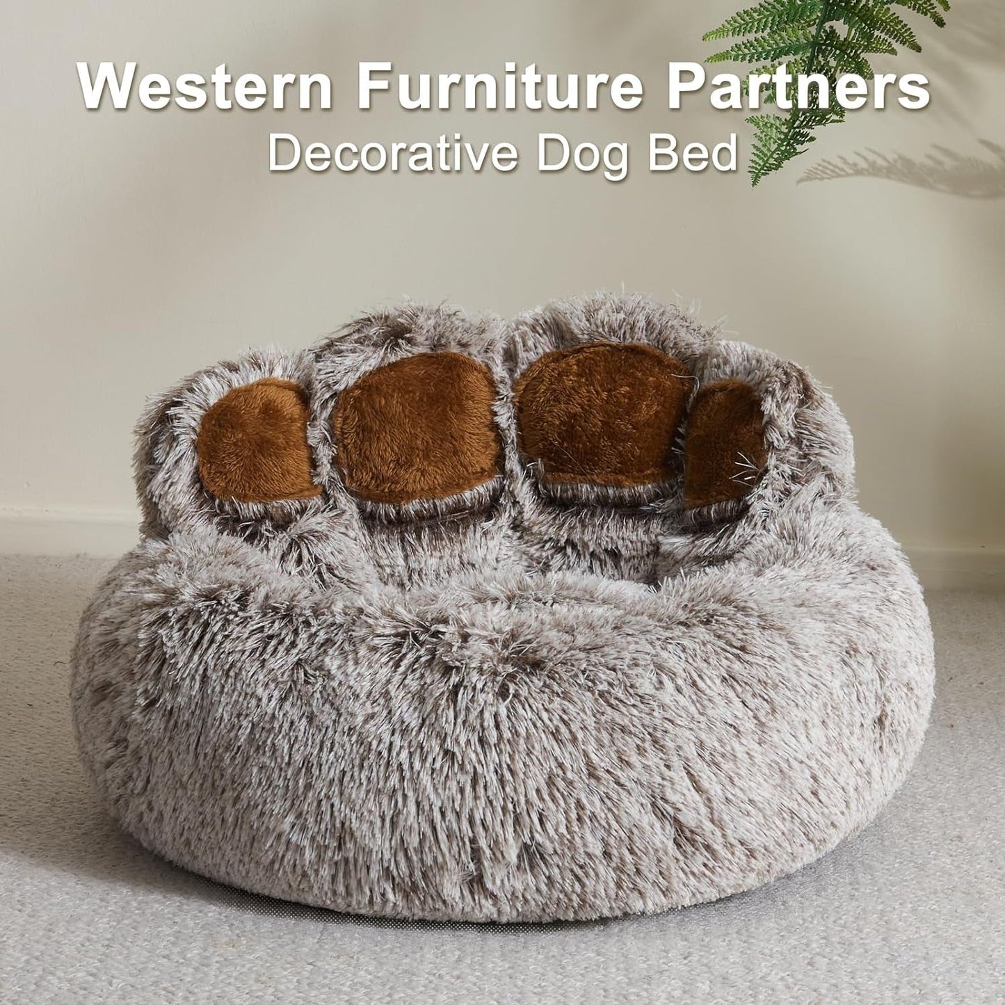 Jiupety Dog Bed with Standing Paws | Upgraded Soothing Paw Dog Bed | Cozy Comfy Dog Bed | Creative Dog Donut Bed with Bear Paws | Gray XL 32”X32”X10” | Pet Paw Dog Bed for Medium Dogs