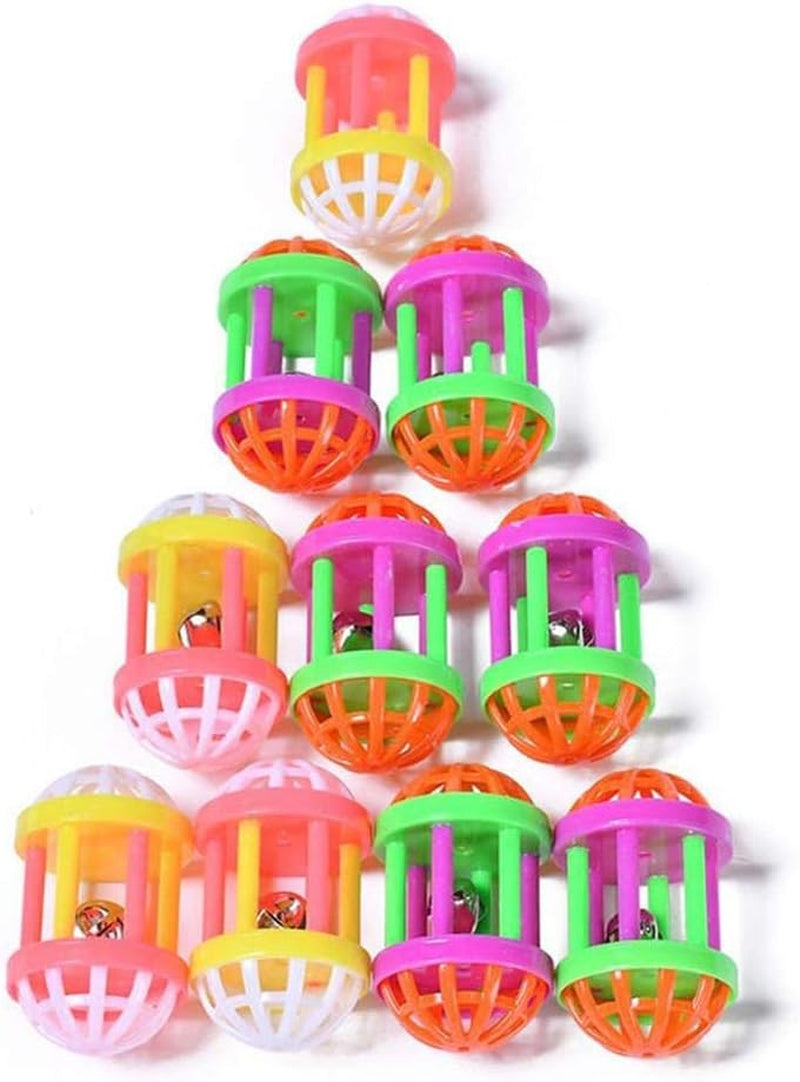 10 Pack Pet Toy Bell Six-Column Grid Bell Cat Toy Pet Cat Toy Bell Ball Plastic Ball Parrot Parrot Rabbit Cat Dog Toy Ball Color Bird Bell Ball (Size : 7.54Cm)