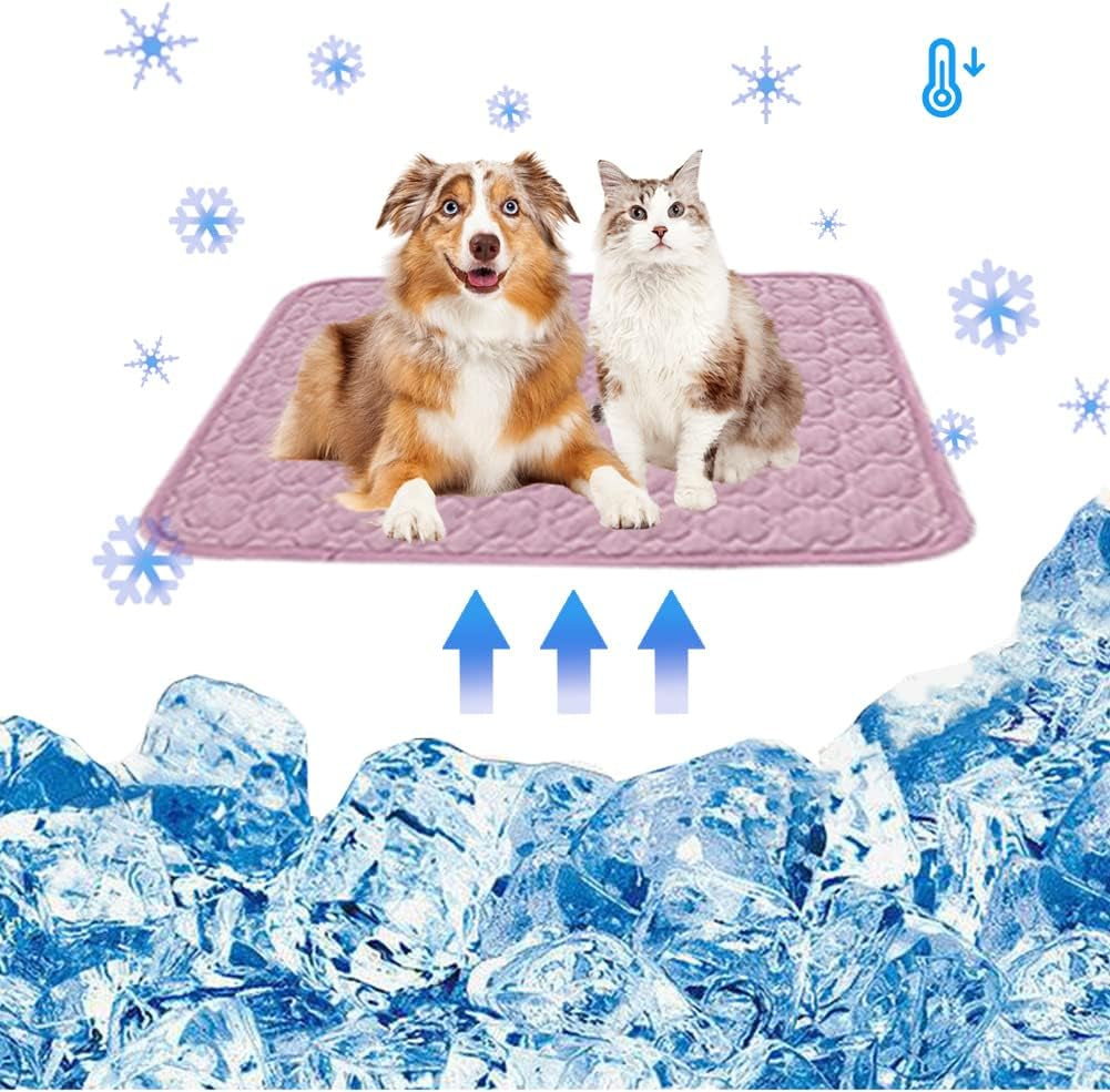 Feimax Dog Cooling Mat, Pet Summer Pads Cat Ice Silk Self Bed Sleeping Washable & Portable Cushion Home or Outdoor for Kennel/Sofa/Bed/Floor/Car Seats Small Medium Large Dogs Cats