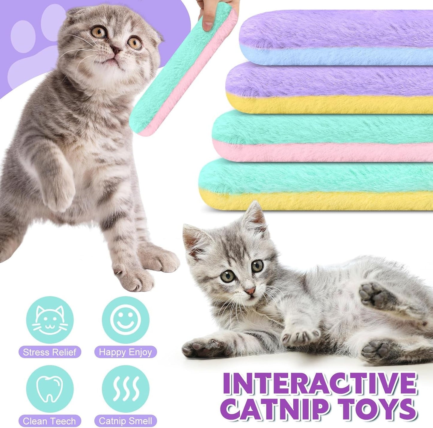 12 Pack Catnip Toys Bulk Refillable Cat Catnip Pillow Toys Catnip Toys, Cat Toys with Catnip, Interactive Cat Chew Toy Soft and Durable Cat Toys for Kitten Small Indoor Cats