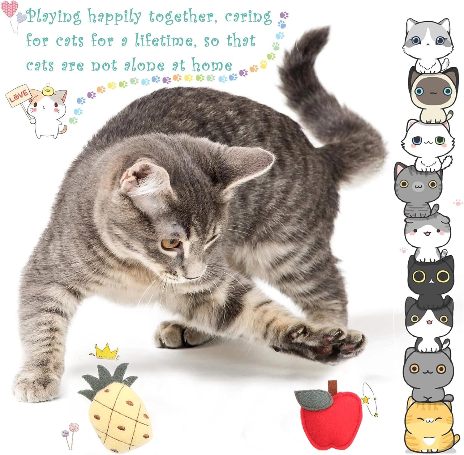 10Pcs Cat Catnip Toys for Indoor Cats Fruits and Vegetables Toy for Cat Lovers Gifts Resistant Kitty Interactive Chew Bite Kick Toys Supplies Soft Plush Kittens Toys Set