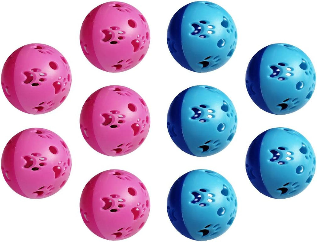 10Pcs 5Cm Dia. Play Balls for Pet Cat Kitten with Jingle Bells Pounce Chase Rattle Toy