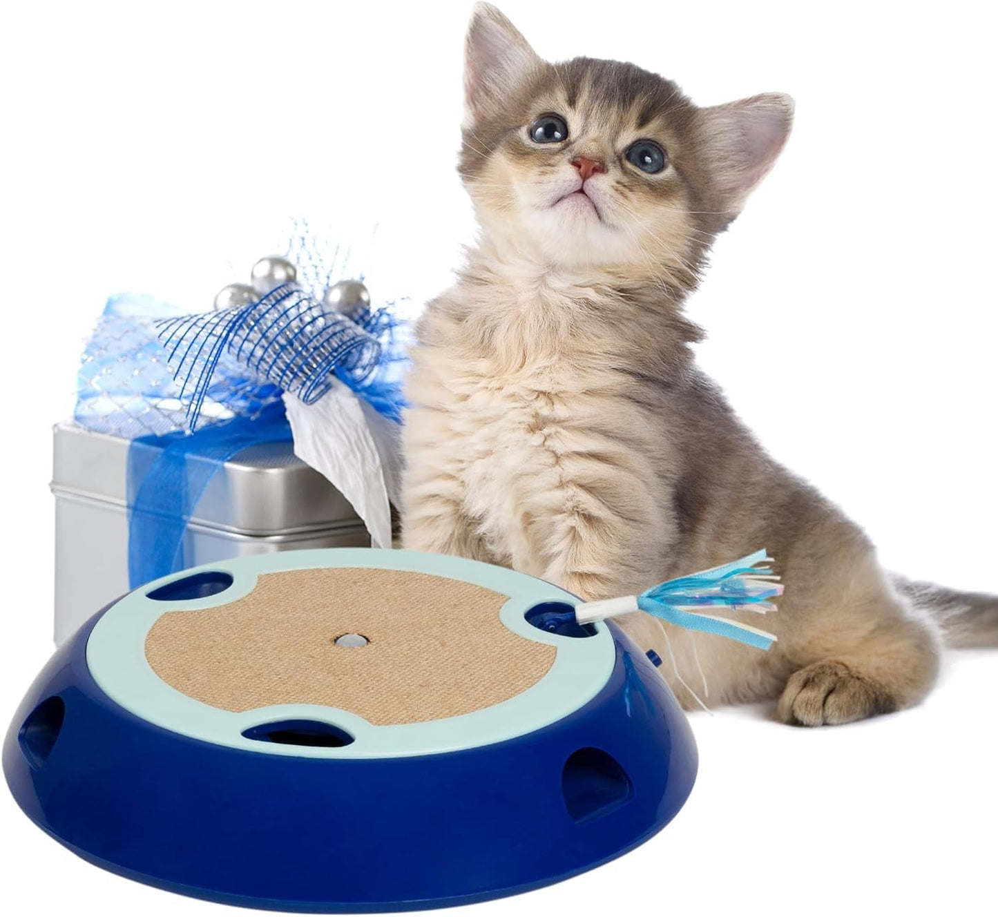 2In1 Interactive Cat Toys for Indoor Cats Automatic Whack a Mole Electronic Kitten Toy with Jute Mat Cute Mouse Toy