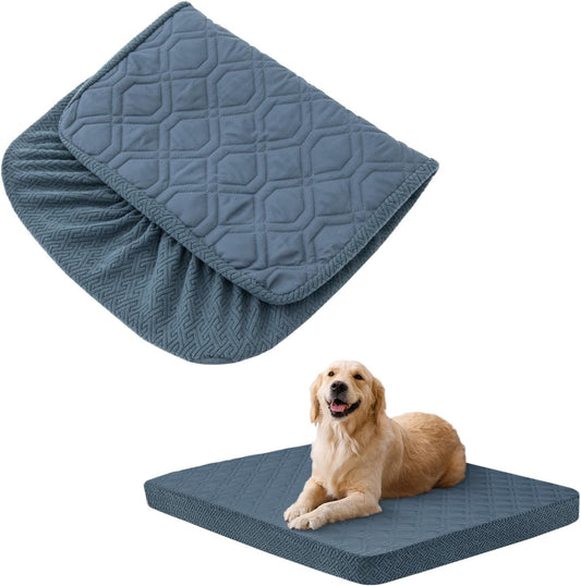 Dog Bed Covers Replacement Washable - Waterproof Dog Bed Covers Quilted, Water Absorbable Pet Puppy Bed Cover for Dog Cat, Cover Only 53Lx40Wx16H Inches Peacockgreen