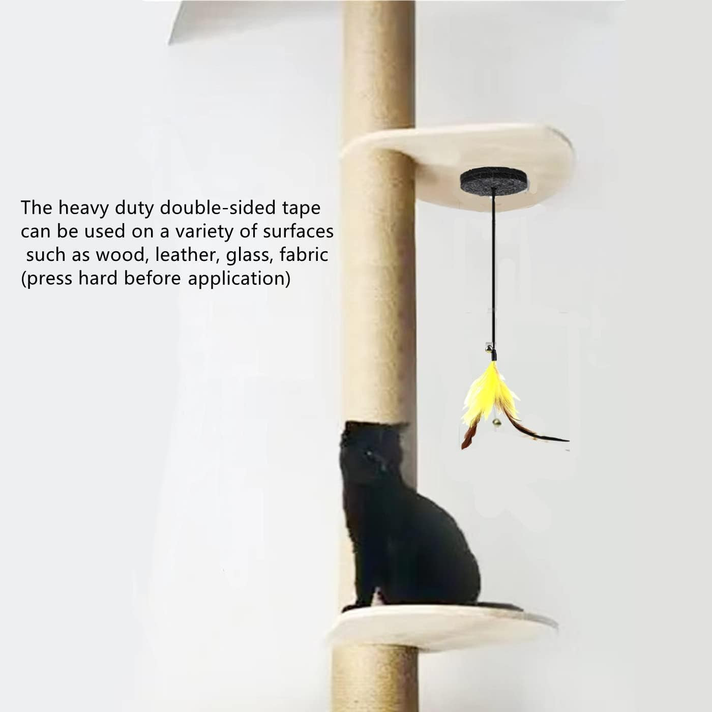 10-Pack Cat Tree Tower Replacement Hanging Ball Feather Toy with Adhesive Tapes, Cat Toy for Cat Furniture