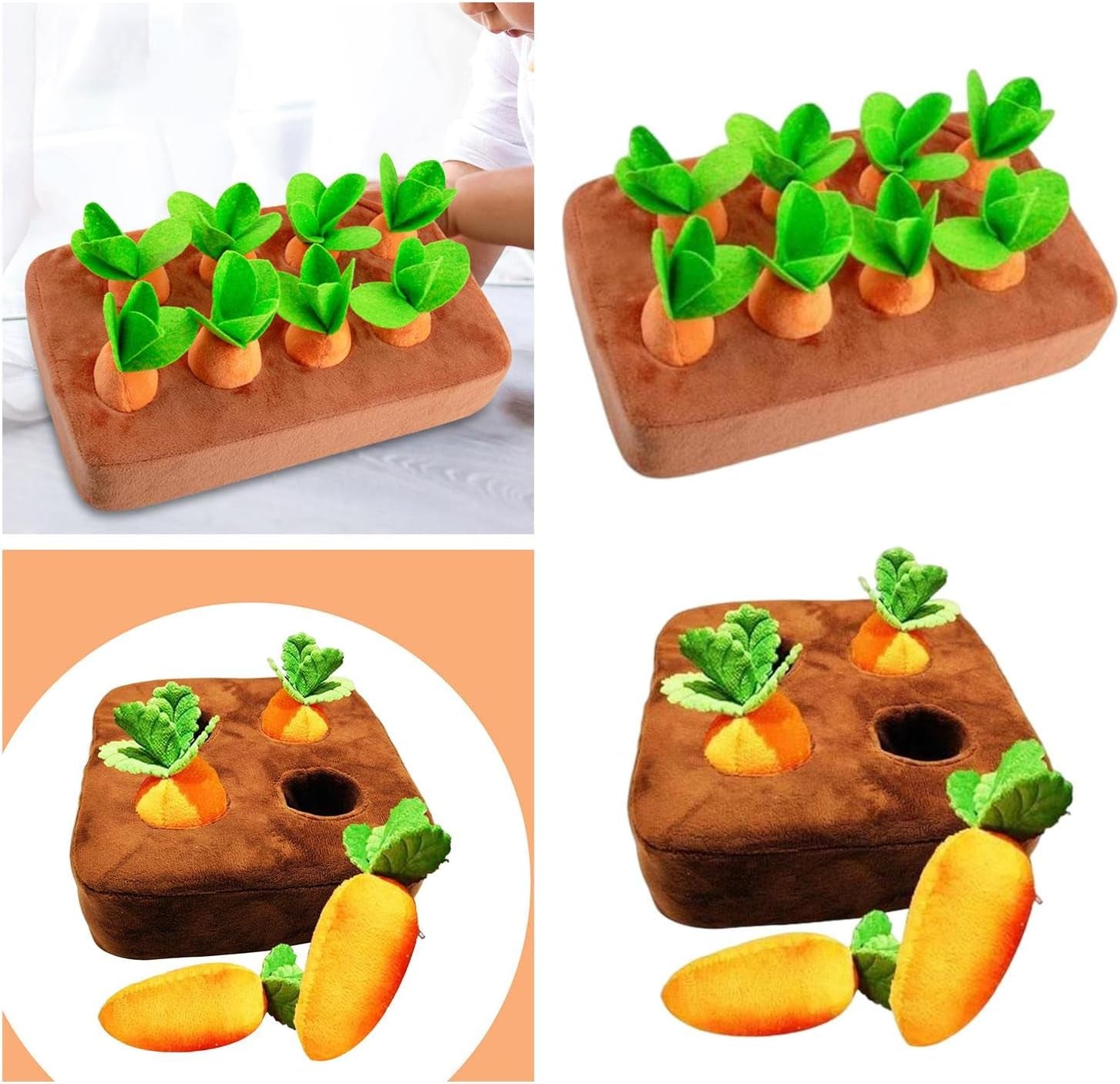 2 Set Creative Garden Carrot Plush Toy Cats Pull the Carrot Stuffed Toy Pet Interaction Vegetable Fruit Increase IQ Slow Feeder, 8 Carrots