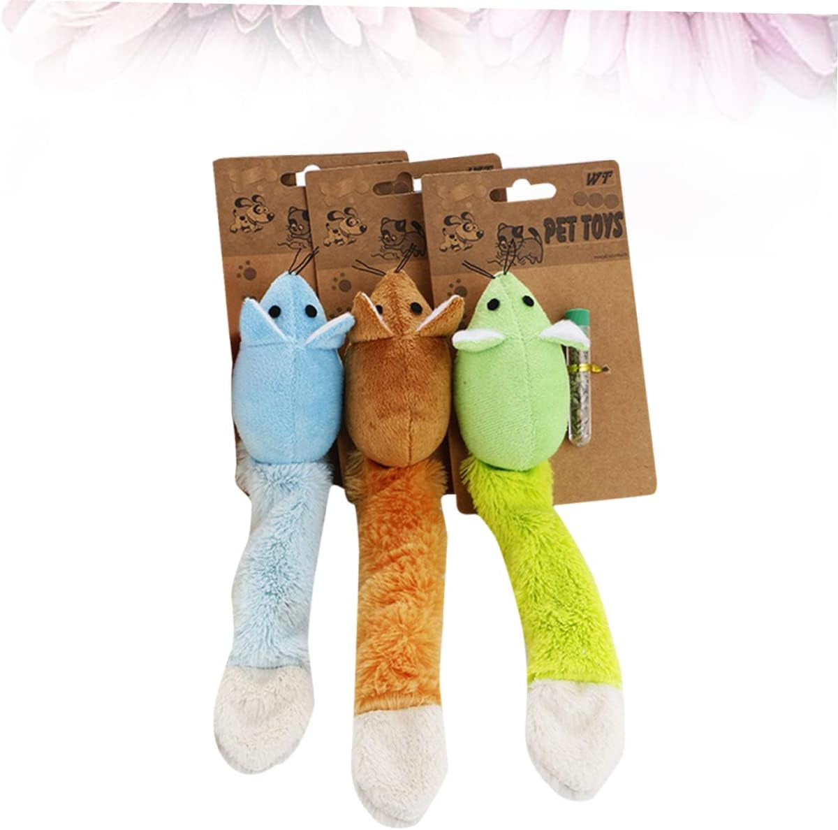 3Pcs Interactive for Cats Long Tail Cat Teaser Scrump Plush Themberchaud Plush Cat Plush Plush Mouse for Cat Vocalize Cat Mouse