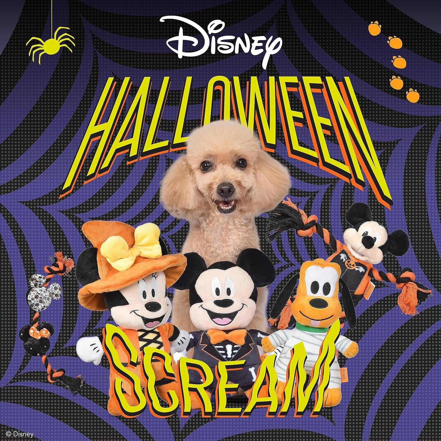 2Pc 6" Halloween Plush Mickey & Minnie Mouse Toys for Dogs | Mickey & Friends Plush Dog Toy | Halloween Toys for Dogs, Official Dog Toy Product of Disney for Pets