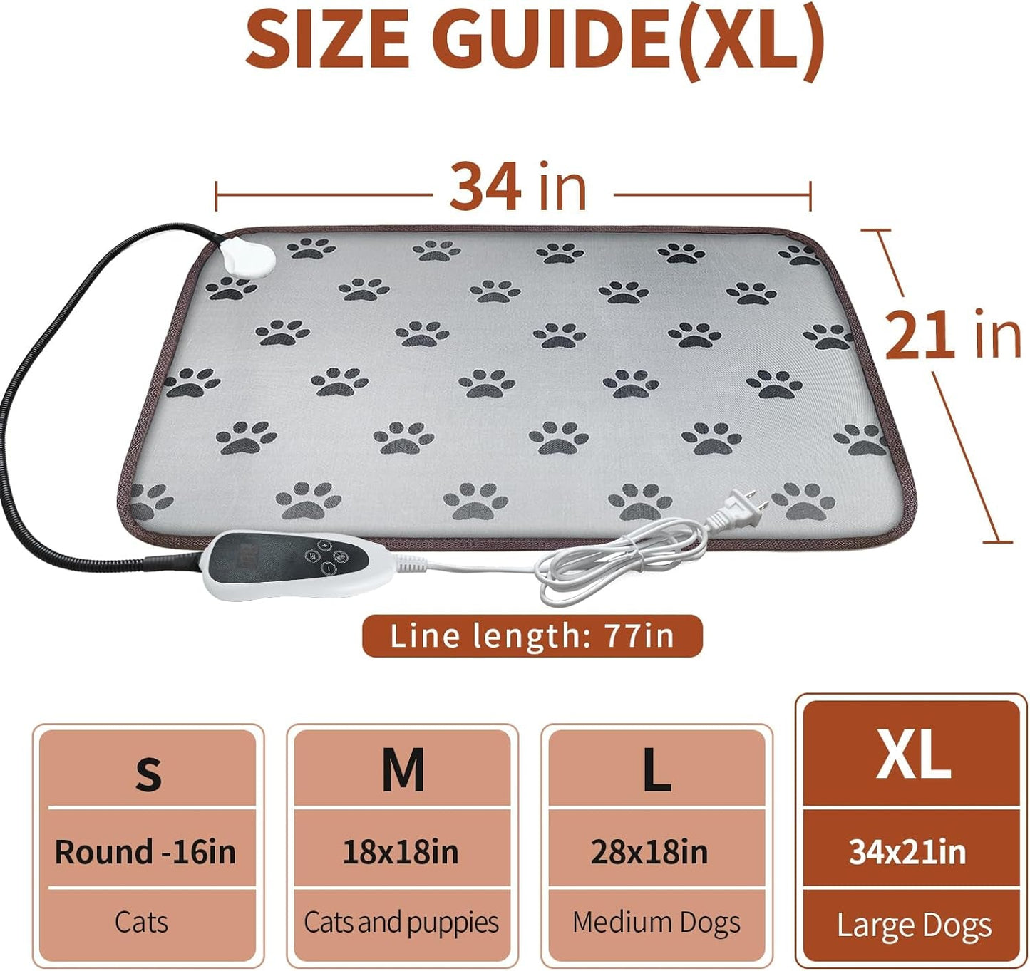 GOLOPET® Large Dog Heating Pad 34X21In Waterproof Pet Heating Pad for Dogs Smart Thermostat Switch, Whelping Supplies Heated Dog Bed,Adding Wire Rope Wires Puppy Heating Pad Mat-Whelping Box for Dogs