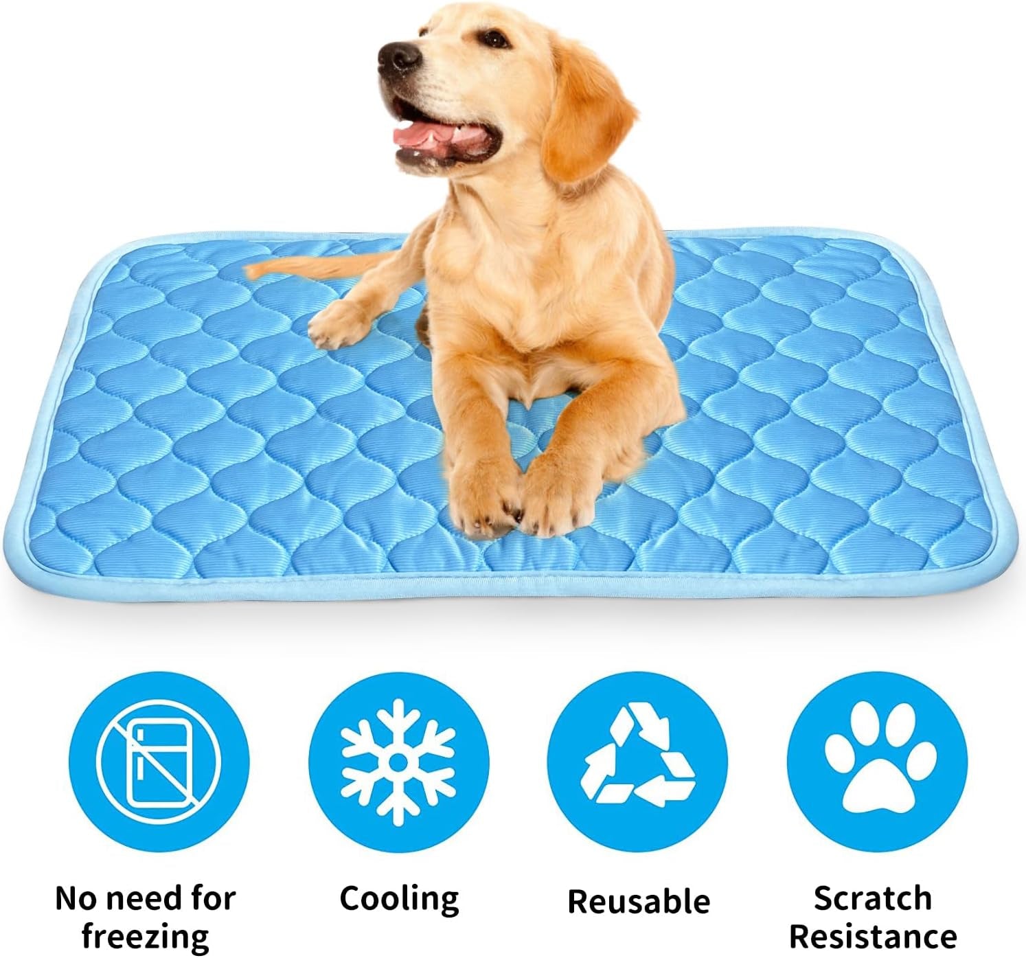 Extra Large Dog Cooling Mat,Dog Cooling Pad Self Cooling Blanket,Foldable Self Cooling Pad, Materials Safe, Easy Carry (Blue, 39.4X27.6Inch/100X70Cm)