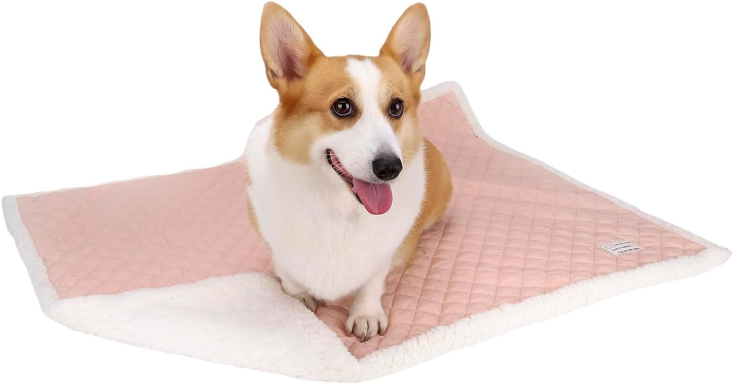 Dog Blanket for Floor Dog Dog Mat Dog Bed Mat for Floor Dog Bed Cooling Mat Warming Mat Ultra Soft Pet Bed Reversible (Cool & Warm) Dog Bed Pad with Machine Washable Pink (M)