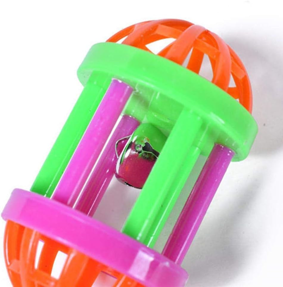 10 Pack Pet Toy Bell Six-Column Grid Bell Cat Toy Pet Cat Toy Bell Ball Plastic Ball Parrot Parrot Rabbit Cat Dog Toy Ball Color Bird Bell Ball (Size : 7.54Cm)