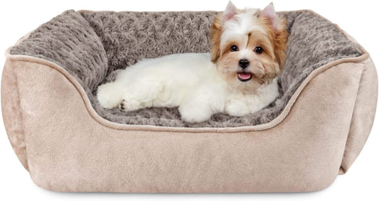 JOEJOY Rectangle Dog Bed for Large Medium Small Dogs Machine Washable Sleeping Sofa Non-Slip Bottom Breathable Soft Puppy Bed Durable Orthopedic Calming Pet Cuddler, Multiple Size, Beige