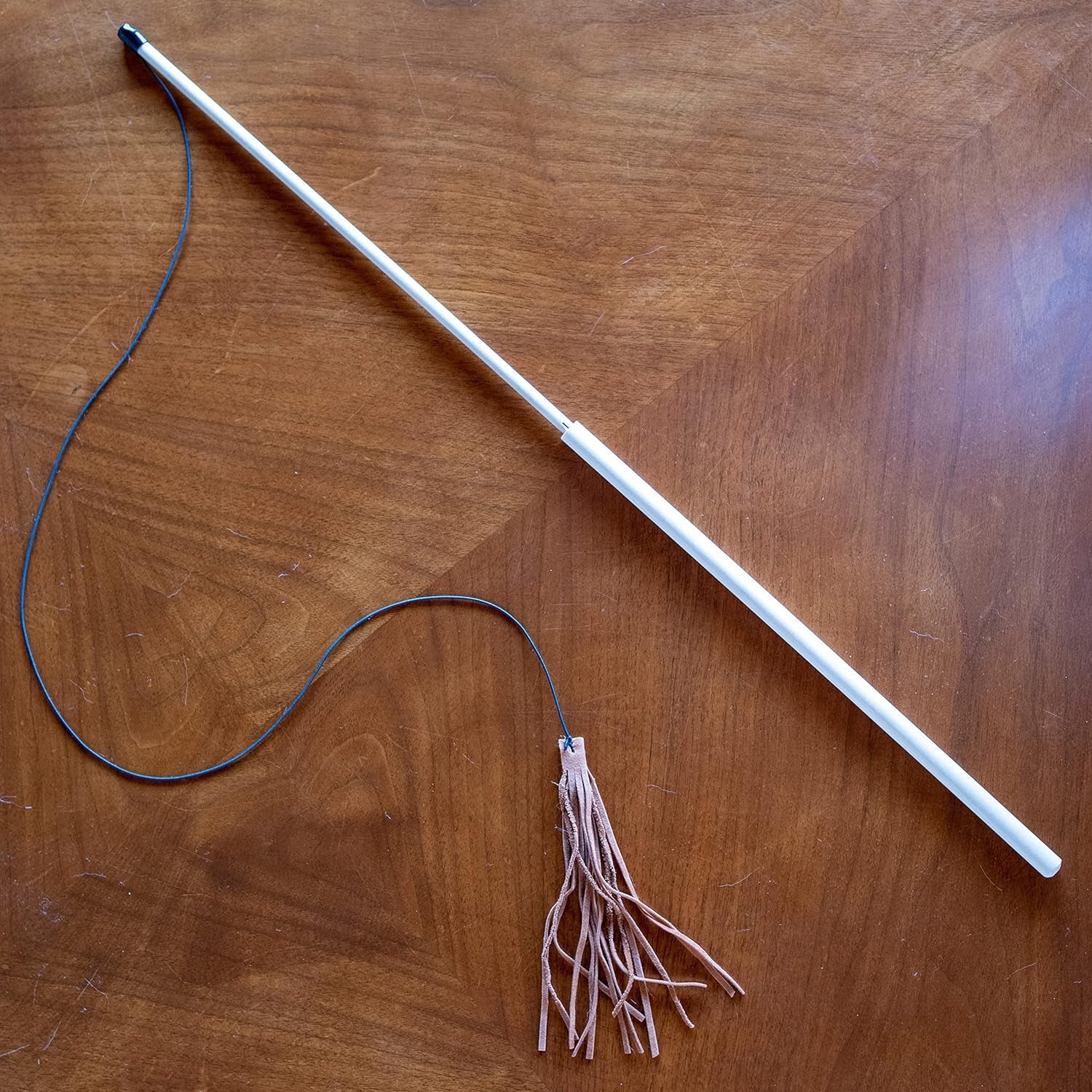 Kitty Kraken | Suede Brown Leather | Natural Birch Wood Rod | Great Teaser and Exerciser for Smaller Cats and Kitten | Interactive Soft | Handcrafted in the USA | 1-Pack