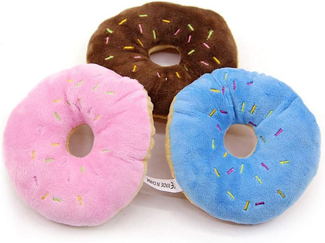 1Pc Blue Donut Shape Plush Blue Pet Toy,Lovely Donut Shaped Squeaky Squeaking Sound Toy for Pet Chew Toy Squeaky Plush Dog Toy Blueberry Squeaky Plush Dog Toy Chew Guard Technology, Squeak Toys