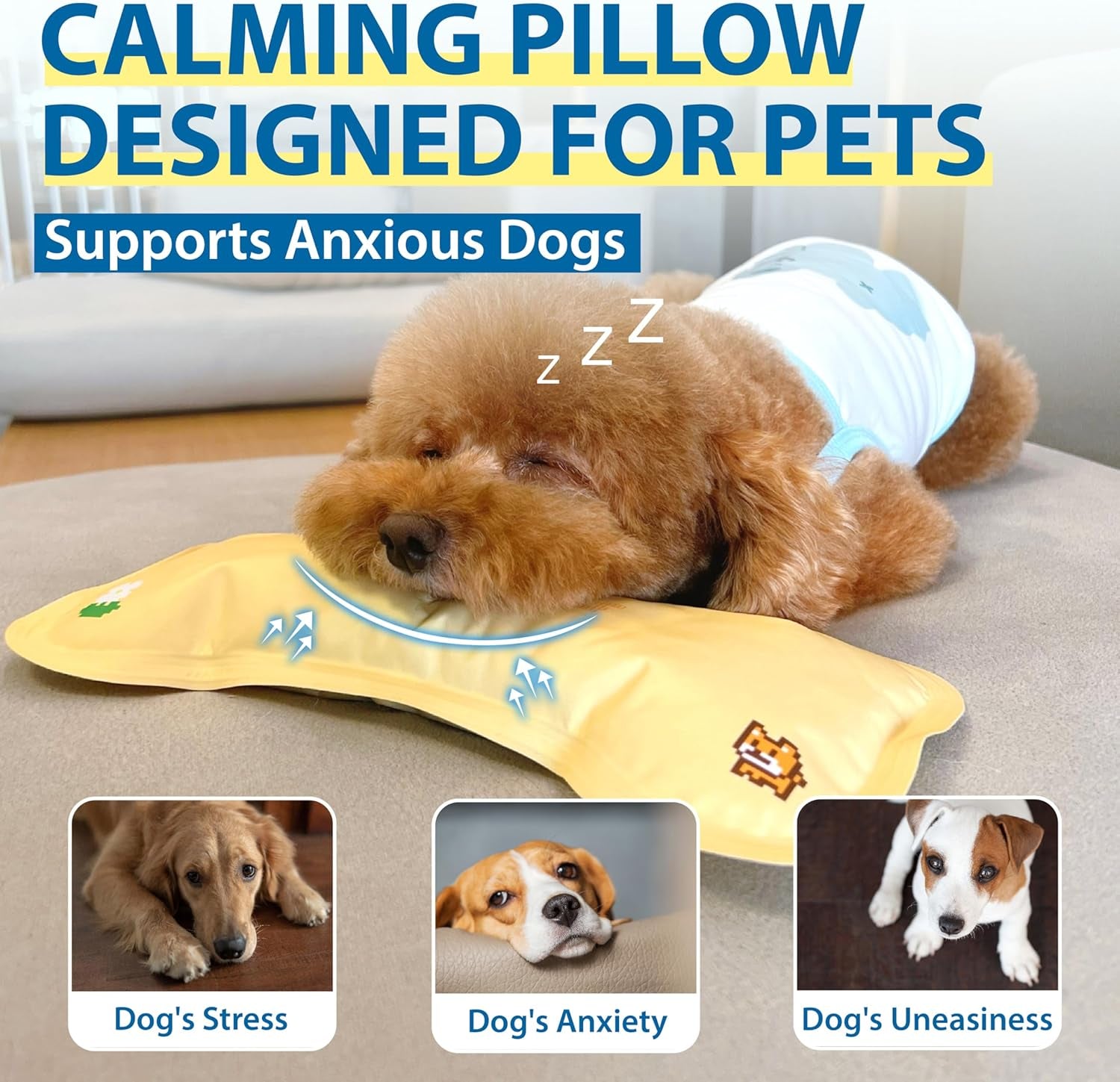 Cooling Pillow for Small to Medium Dogs and Cats, Versatile Cooling Solution for Dog Beds, Cooling Mat, Crates and Kennels, Cream Yellow, Small Size for up to 12 Lbs