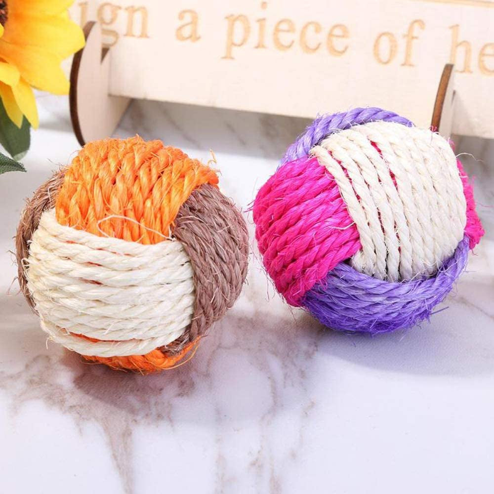 3Pcs Cat Toy Sisal Ball Pet Scratching Ball Chew Eco-Friendly Toy Pets Interactive Toy Bite and Wear Resistant(Random Color)