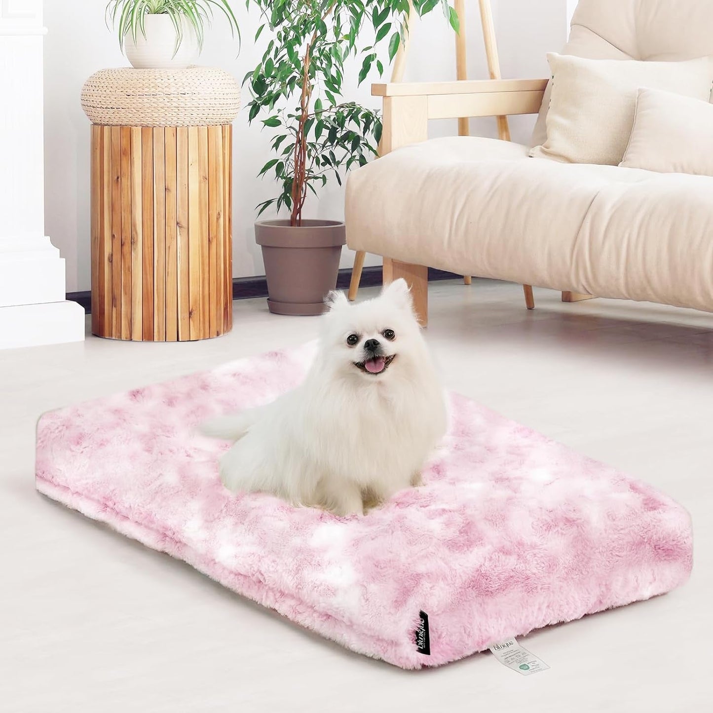 Blunique® Washable Dog Bed Deluxe, Waterproof Plush Dog Crate Bed, XL Dog Crate Mats, Faux Fur Pet Beds, Fluffy Comfy Kennel Pad, Anti-Slip Pet Sleeping Mat for Large, Jumbo, and Medium Dog Breeds