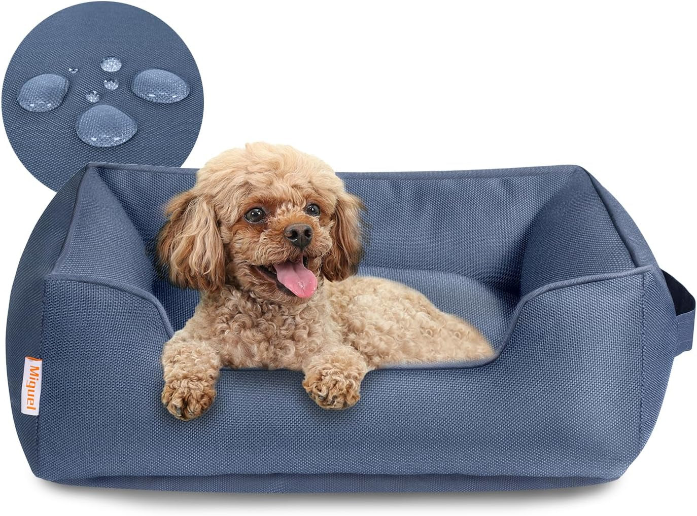 Miguel Waterproof Outdoor Dog Bed for Medium Small Dogs, Oxford Pet Bed Tough with Sides Easy Clean, All Weather Rectangle Puppy Bed with Removable Cover Bolster Bed Scratch Resistant, 30 Inches