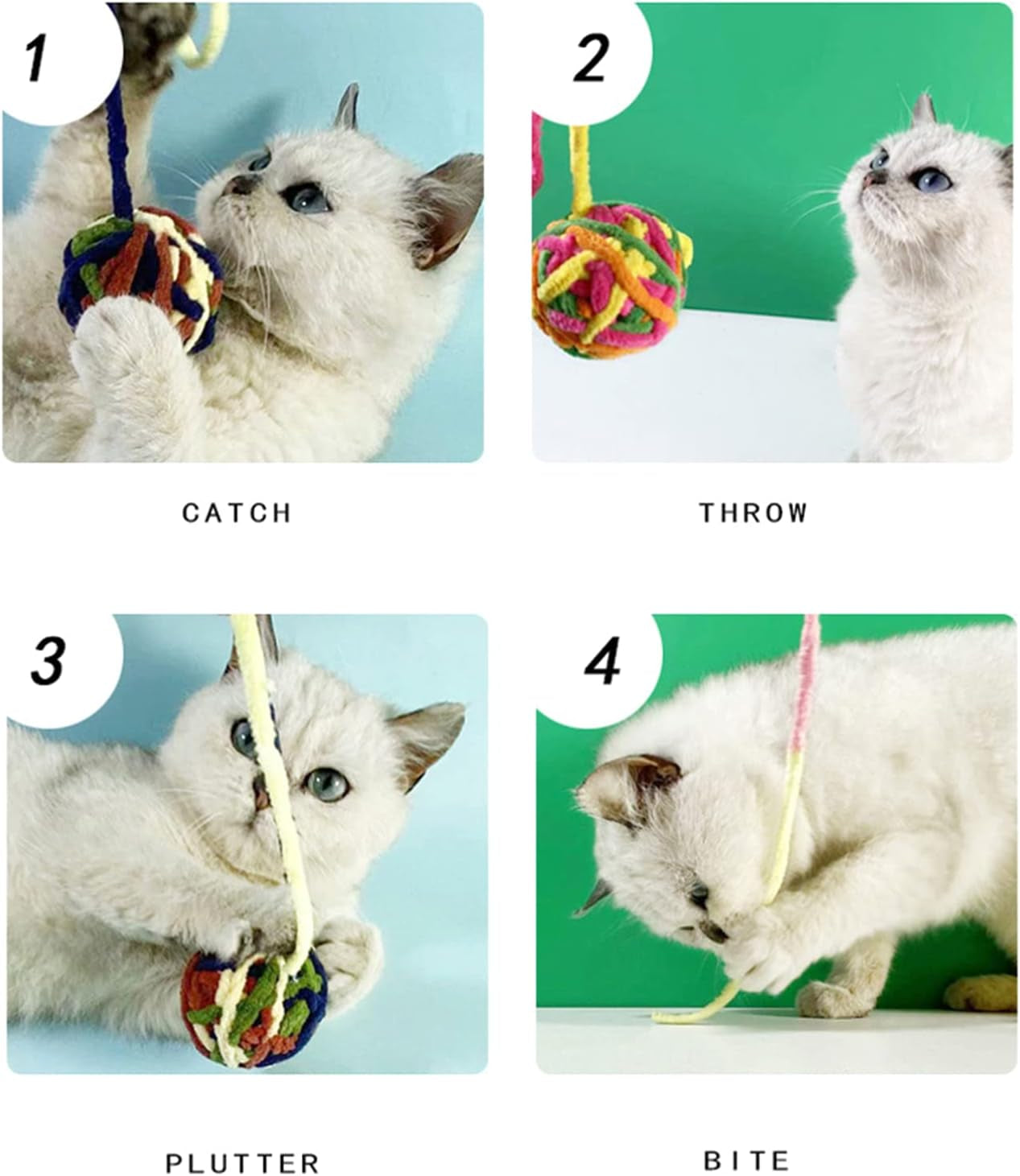 2'' Pet Plush Ball Toy Colorful Ball Toy Colorful Ball Chasing Chewing Toy Multi-Color Choice Ball Cat Catching Throwing