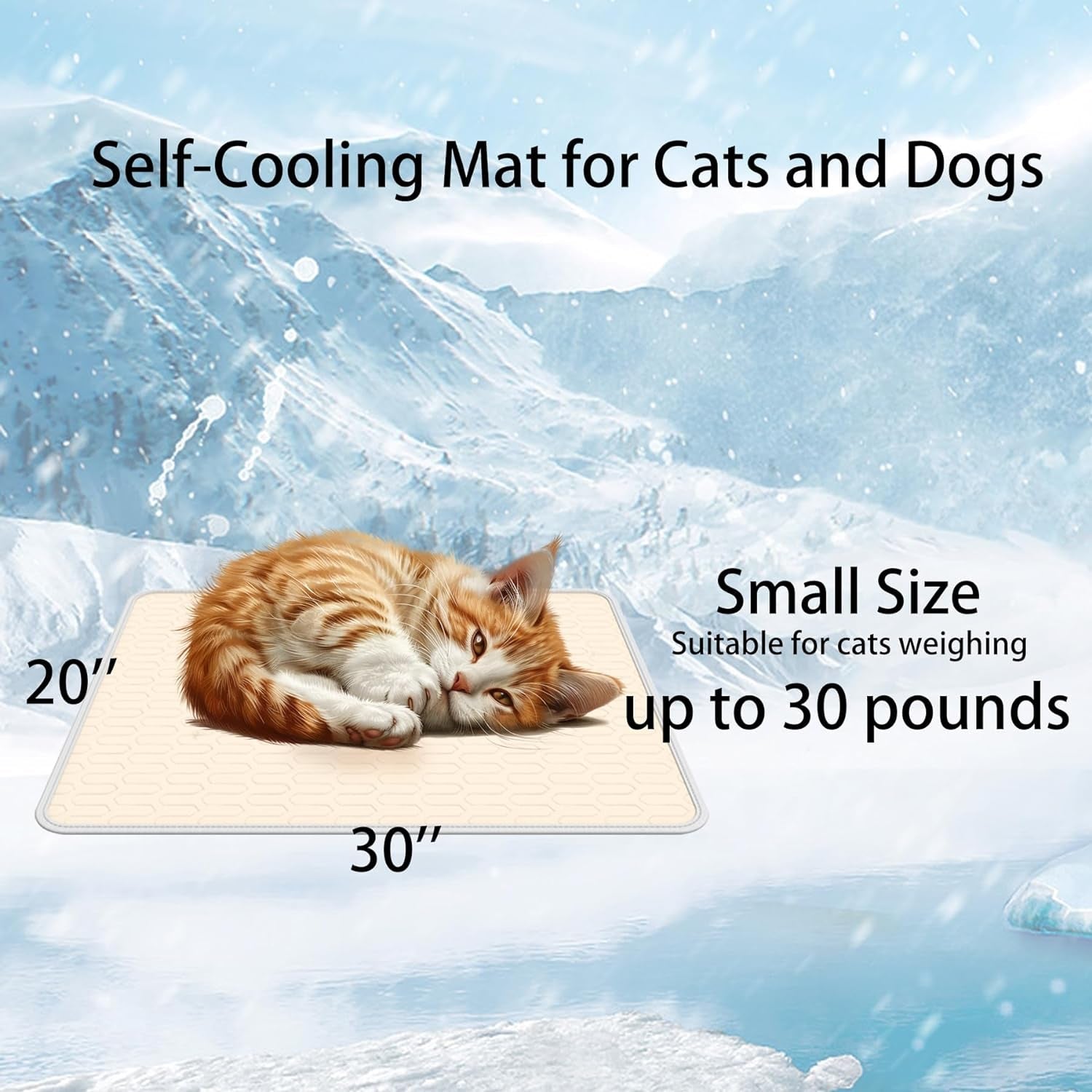 Dog Cooling Mat Cat Cooling Mat 30" X 20" Large Self-Cooling Pad for Dogs Sleeping Mats for Dog and Cat Durable Self Cooling Pet Blanket Outdoor Indoor Non-Slip Cooling Dog Mats (Light Yellow)