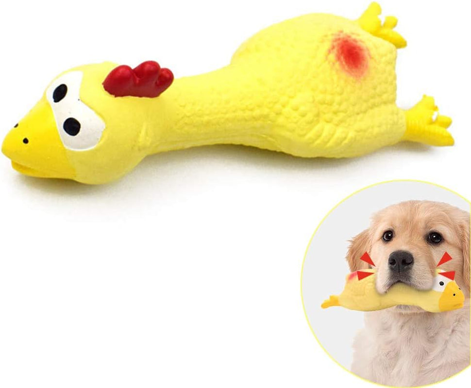 3PCS Dog Squeaky Toys, Dog Small Screaming Chicken Toys, 6.6" Long Soft Rubber Chew Molar Dog Toys for Puppy Small Medium Dogs