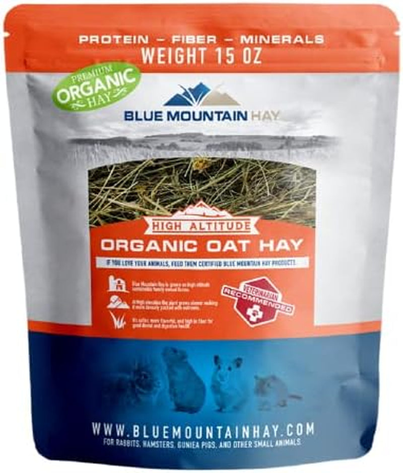 | 15 Oz. Fresh Organic Oat Grass Hay | Nutritious, Delicious Meal or Snack for Rabbits, Guinea Pigs, Chinchillas, Hamsters, Gerbils, & Other Small Pets | Available in 15 Oz. & 40 Oz.