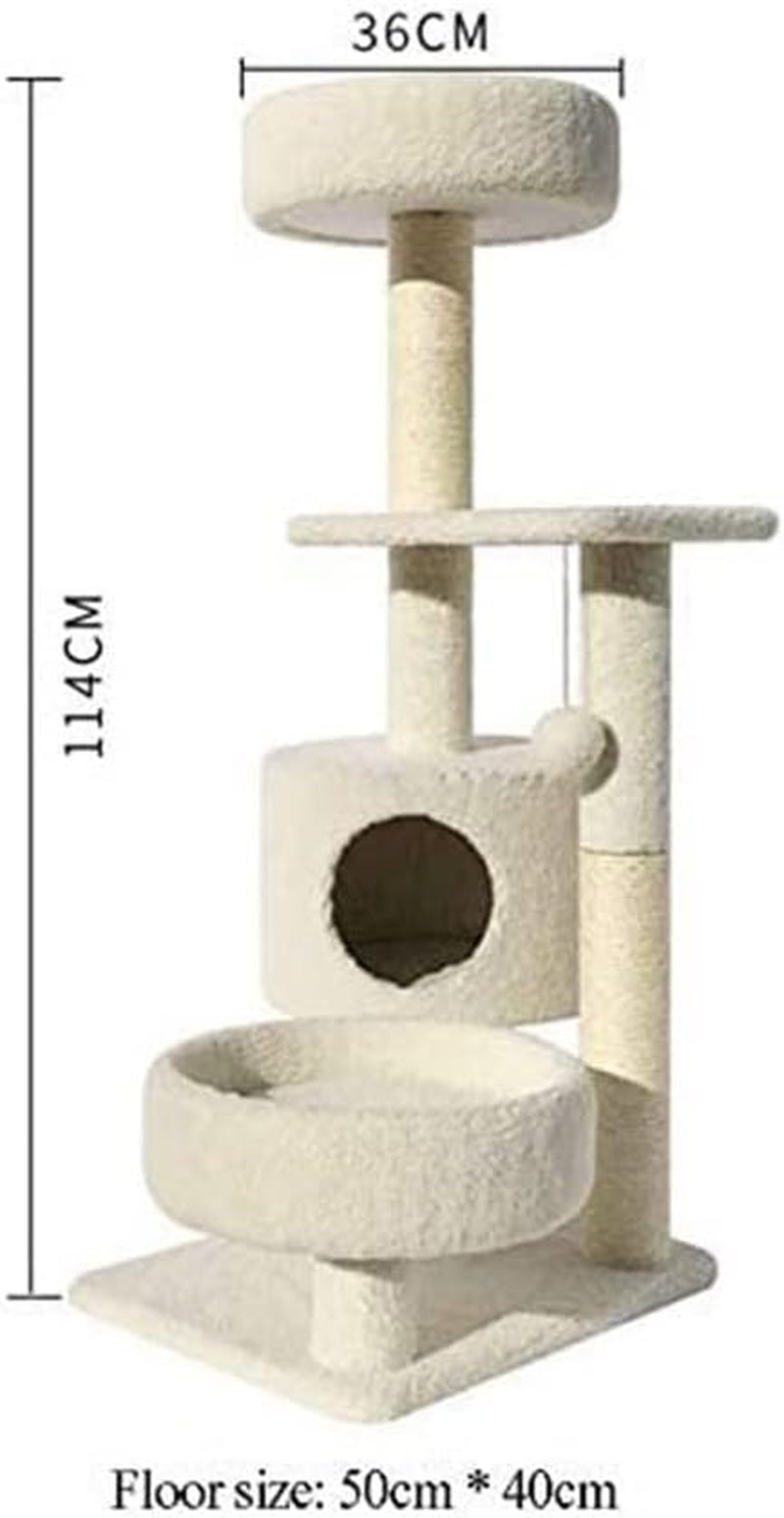 Multi-Level Cat Tree Cat Tower for Indoor Cats, Tall Plush Perch with Spacious Cat Condos, Cat Furniture with House for Rest & Fun