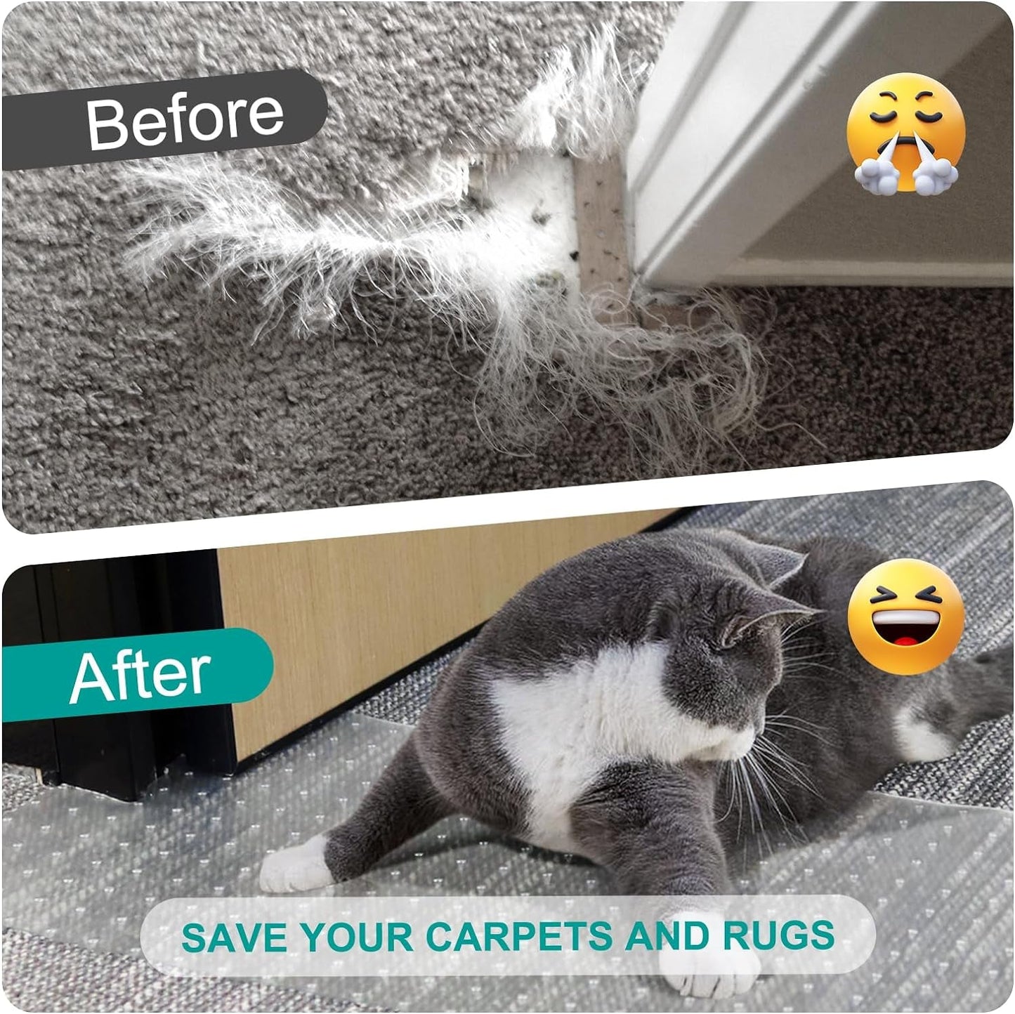 KHS Carpet Protector for Pets, 3.6Ft Plastic Carpet Protector for Doorway, DIY Non Slip Clear Cat Carpet Protector Mat, Easy to Cut Carpet Scratch Stopper, Cat/Dog Scratch Carpet Protector Roll