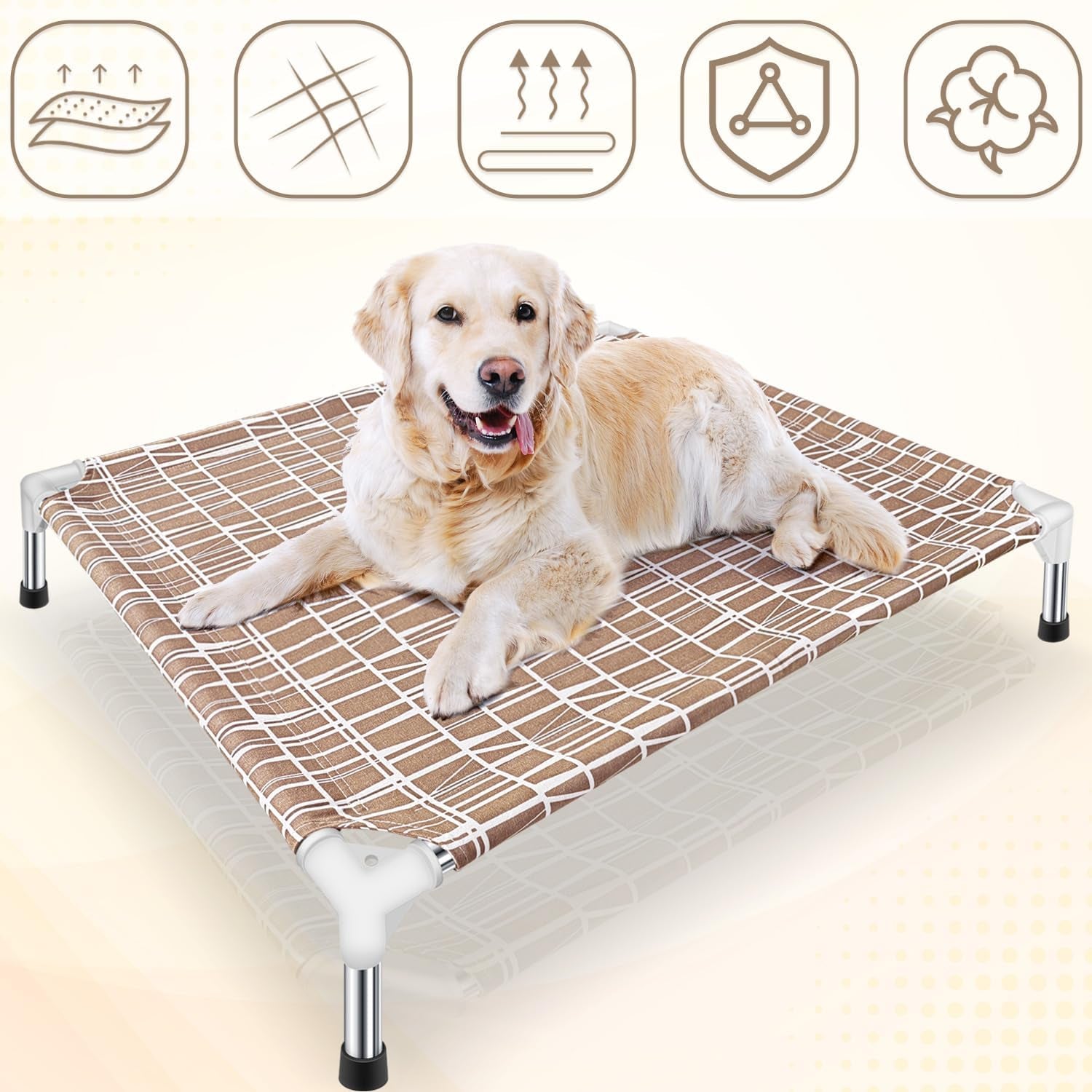 Elevated Dog Bed - Raised Dog Bed, Medium Size, Portable Indoor & Outdoor Dog Cot Bed, Soft and Comfortable Medium Dog Bed, Pet Bed for Camping or Beach