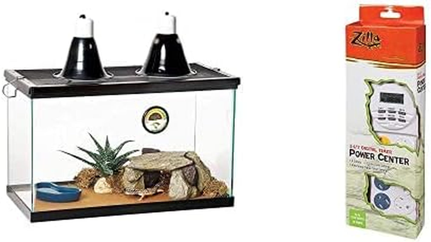 Zilla 10 Gallon Pet Reptile Starter Habitat Kit with Light and Heat for Small Desert Dwelling Animals