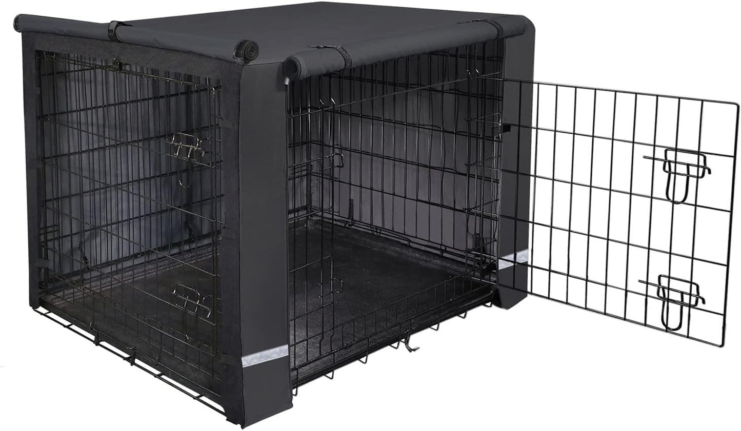 Yotache Dog Crate Cover for 36" Medium Double Door Wire Dog Cage, Lightweight 600D Polyester Indoor/Outdoor Waterproof & Windproof Pet Kennel Covers, Gray | NO Wire Crate