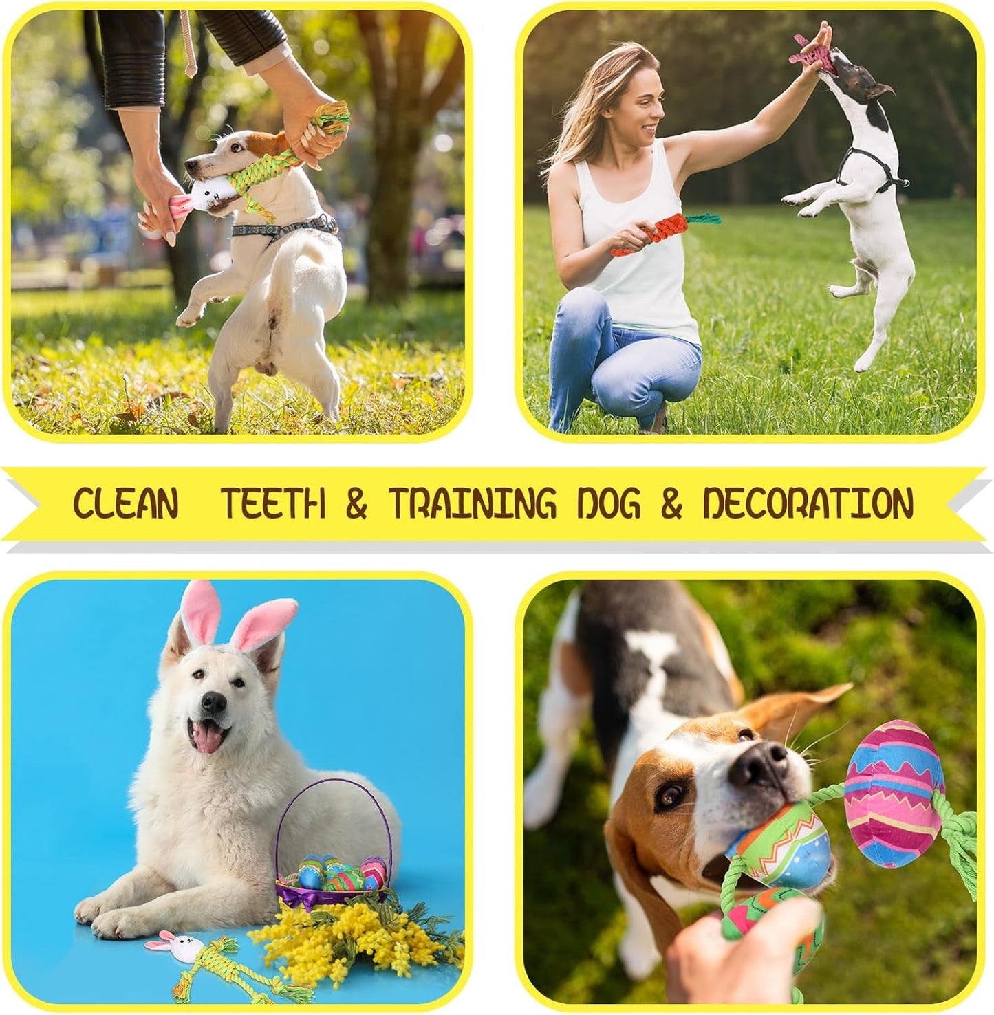 12 Pcs Dog Squeaky Toys Stuffed Carrot Dog Toy Dog Cute Stuffed Animal Puppy Toys, Cute Chew Toys, Pet Toys Dog Plush Toy for Dog Playing Training Teeth Cleaning (Bunny and Egg)