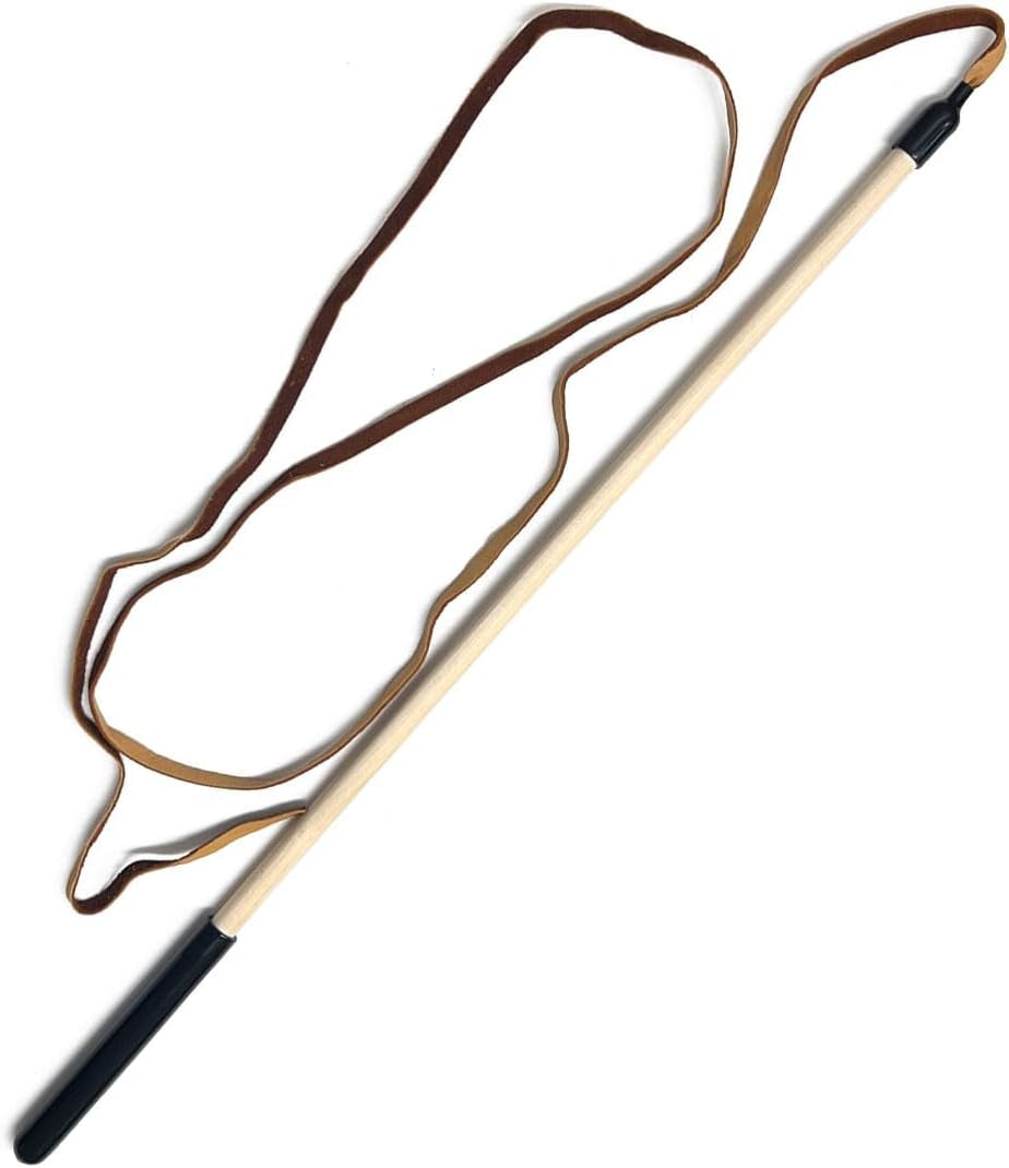 Kitty Leather Fling String - Interactive Cat and Kitten Toy - USA Made, USA Leather (Buffalo Leather on Birch Wand)