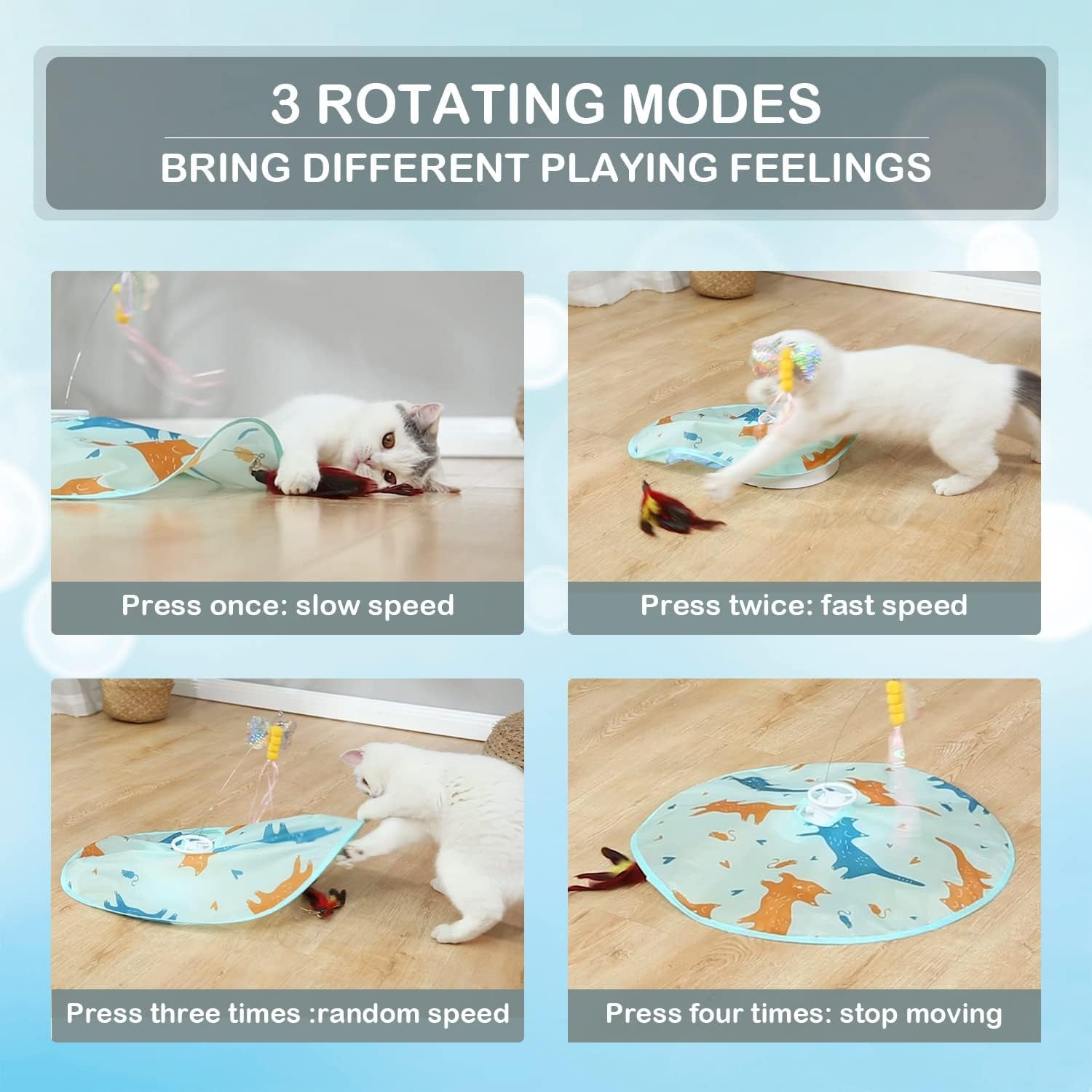 2-In-1 Rechargeable Motion Activated Interactive Cat Toys for Indoor Cats, Long Lifetime Motor Cat Chasing Toy for Exercise/Moving Butterfly/Feather Wand Kitten Toys