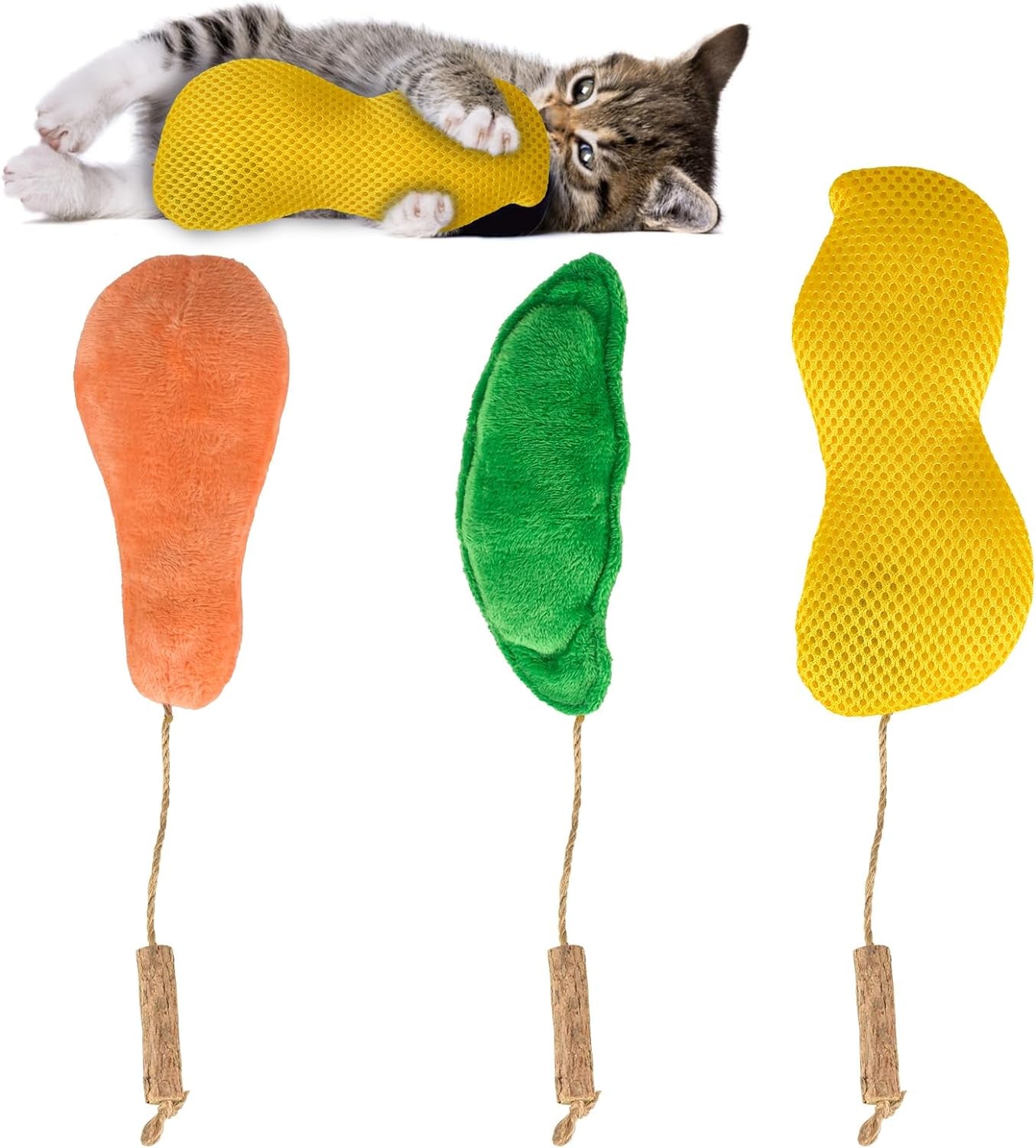 3Pcs Cat Toys Fish Catnip Toys Interactive Cat Toy Cat Chew Toy Cat Pillow Toys Kitten Exercise Kicker Toys for Indoor Cats Kitty Kitten Catnip Exercise Toys Cat Gifts Kitty Toy