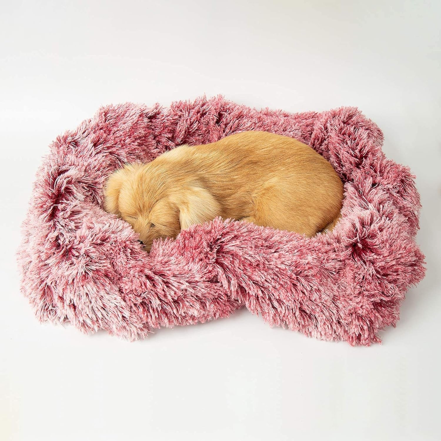 Dog Blankets - Two Tone Shaggy Fur Calming Cat Blankets Dog Beds Pet Throw Blanket Protector for Crate, Bed, Couch & Sofa (X-Large (60''X43''), Rose)