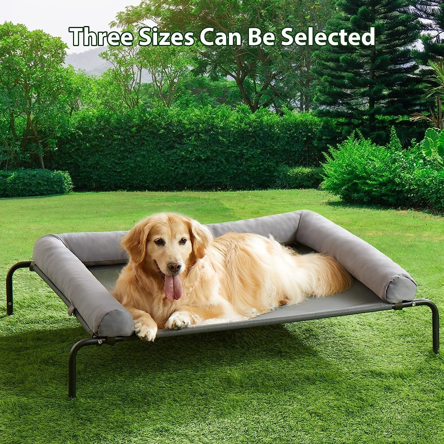 Elevated Cooling Dog Bed,Raised Beds for Large Dogs - Outdoor,Chew Proof Portable Pet Cot Skid-Resistant Feet,Frame with Breathable Mesh