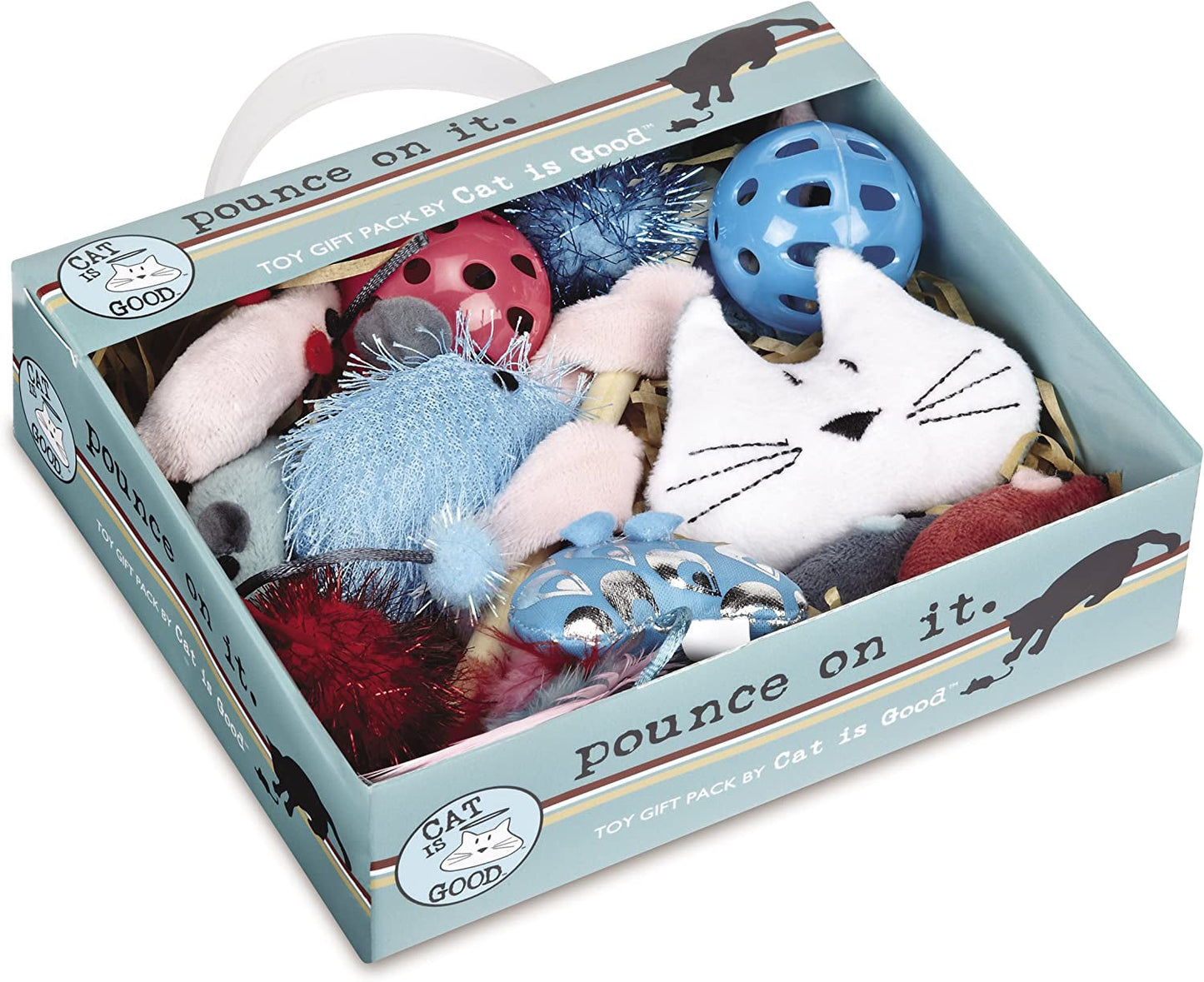 12-Piece Pounce Toy Gift Box – Pounce on It Assorted Toys Keep Cats and Kittens Entertained Safely