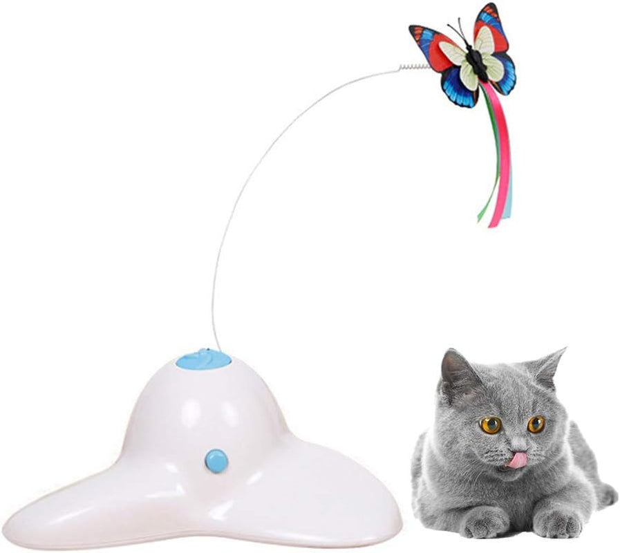 1Pc Electric Rotating Pet Cat Toys Interactive Teaser Cats Toy without Battery (White)- Dog Toy