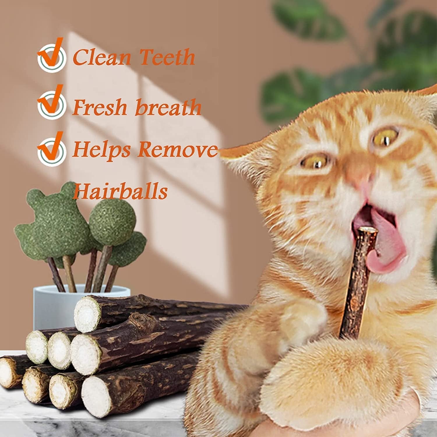 10 PCS Catnip Sticks Organic Cat Chew Toys Natural Plant Matatabi Silvervine Chew Sticks Cat Teeth Cleaning Chew Toy Cat Kitten Kitty 1