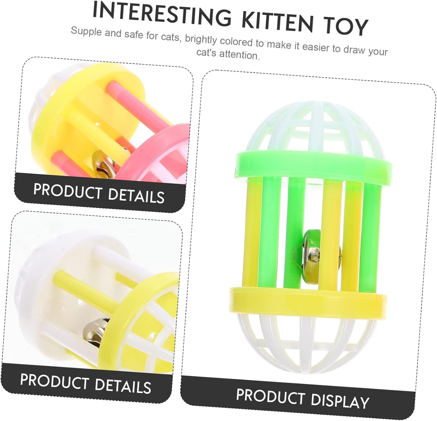 10Pcs Cat Playing Bell Cat Training Ring Bell Jingle Balls for Cats Cat Toy Balls with Bell Jingle Ball Cat Toy Toys for Puppies Wear-Resistant Cat Toy Plastic the Cat Pet Supplies