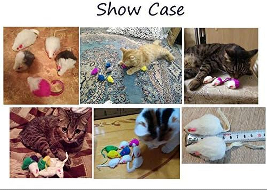 20 Pack Furry Cat Toys Mice Rattle Mice Cat Catcher Assorted Color