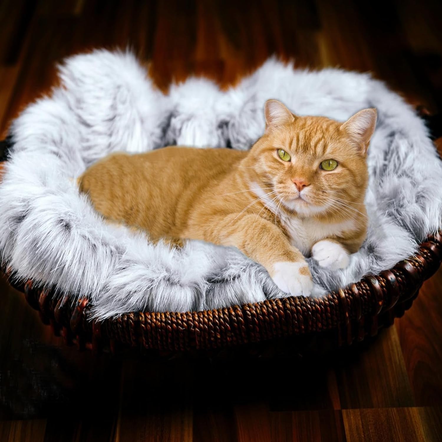 Fluffy Pet Dog Cat Bed Mat, Washable Super Soft Plush Faux Fur Warm Area Mat Pad for Indoor Pet Cat Dog Small Sleep Cushion