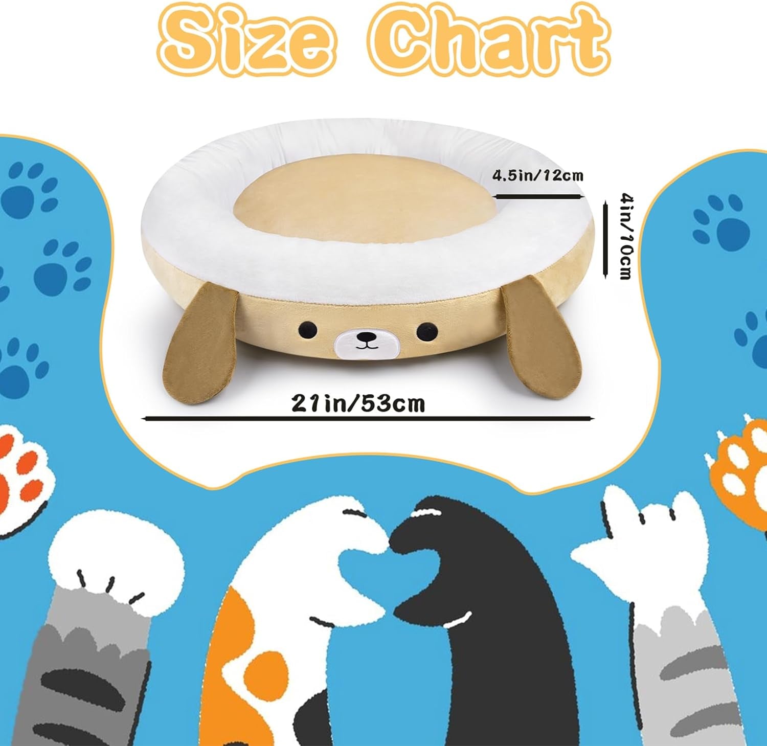 Calming Dog Bed & Cat Bed, 21Inch Cute Dog Bed for Medium Dogs, Soft Cat Bed or for Small Dog, Washable Dog Bed Durable Cat Bed round Pet Bed（Labrador Shape）