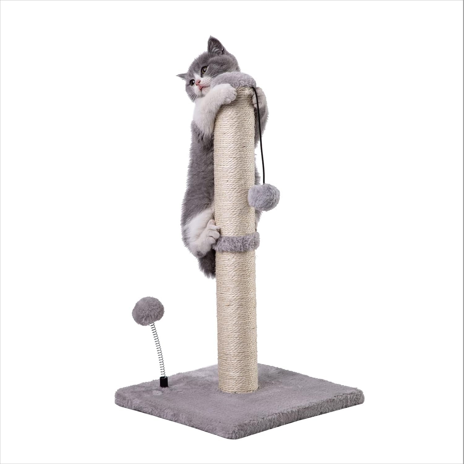 34“ Tall Cat Scratching Post Premium Basics Kitten Scratcher Sisal Scratch Posts Trees with Hanging Ball for Indoor Cats (34 Inches for Adult Cats, Cactus Green)