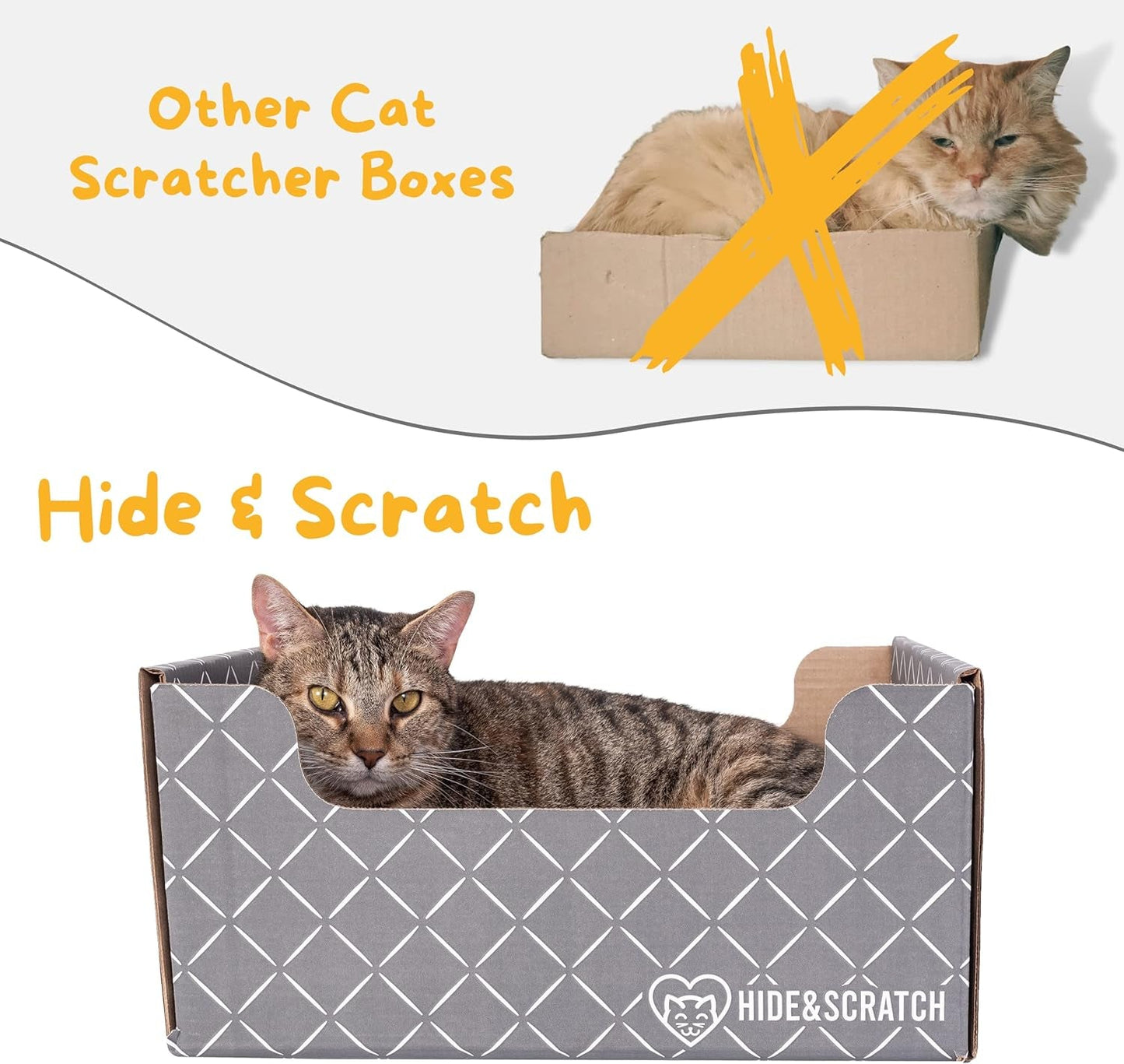 Hide & Scratch Extra-Large Heavy Duty Cardboard Cat Scratcher Box and Cat Bed with Refillable Scratch Pad