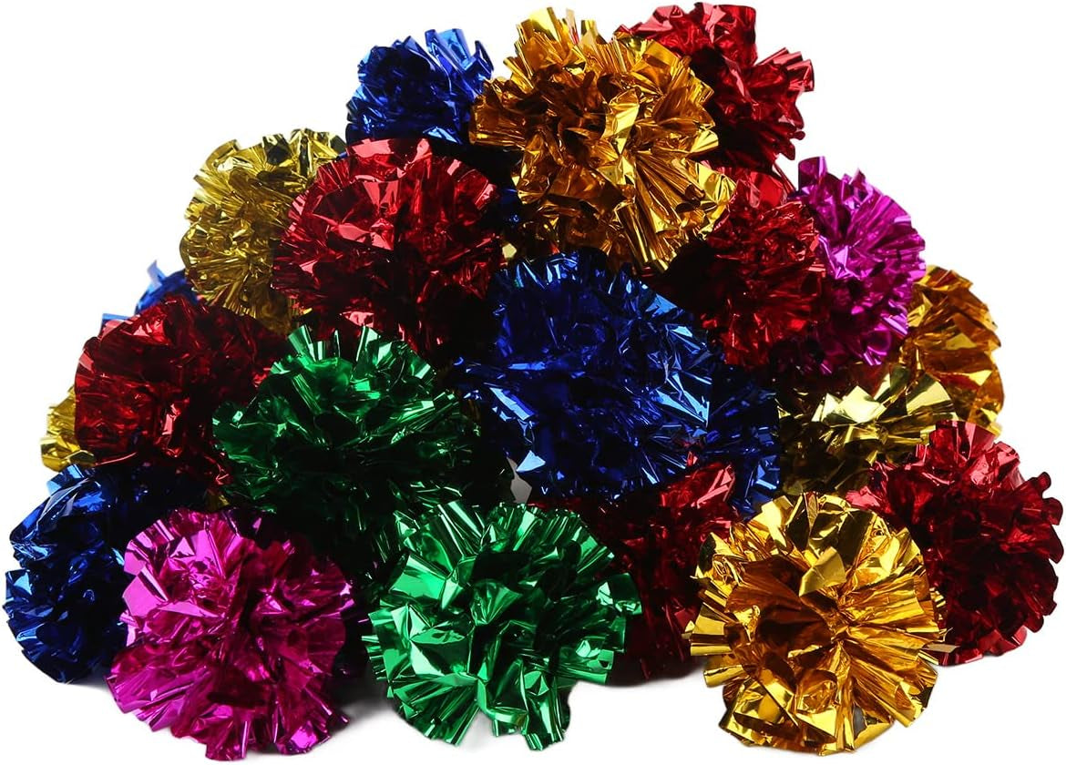 30 Pack Crinkle Balls Cats Sparkle Ball Colorful Mylar Balls Crinkle Paper Ball for Cats Interacting